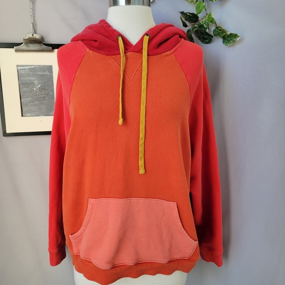 Mother The Square Hoodie Block Party Sweatshirt Red Orange L - Picture 3 of 16